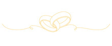 Wedding Ring Golden Line Art Style. Vector Invitation