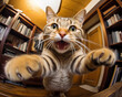 playful funny cat taking selfie with fisheye lens generated by ai