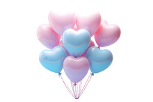 Pink Heart Shape Balloons Isolated On Transparent Background
