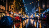 Fototapeta Londyn - Urban Homelessness: Row of Tents on San Francisco Streets