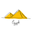 Pyramids of Giza, Egypt. Continuous line colourful vector illustration.