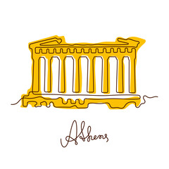 Wall Mural - Parthenon, Athens continuous line colourful vector illustration.