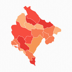 Colorful Montenegro Divided Map Illustration