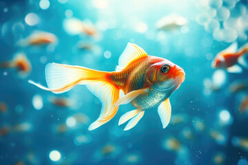 Wall Mural - graceful goldfish swimming amidst ocean beauty