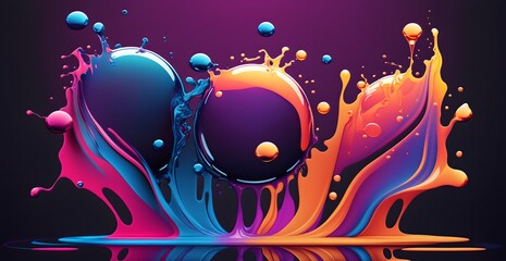 Wall Mural - Trendy colorful sphere abstract background design, creative paint ball liquid wallpaper color idea concept art neon