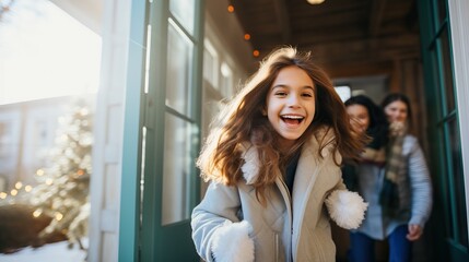 Poster - Happy young people moving into a new home, generative ai