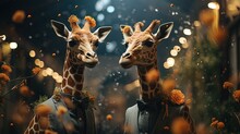 Two Giraffes In The Woods