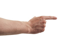 Man Hand Pointing On Something Isolated On White