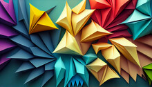 Colorful Origami Paper As Abstract Wallpaper Background, Ai Generated Image