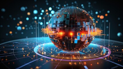Wall Mural - the world of data science with networks and light, generated by ai