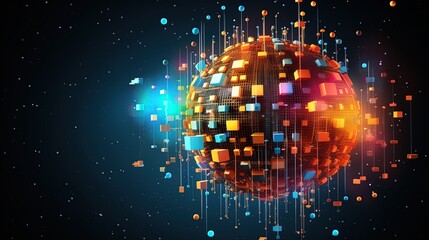 Wall Mural - the world of data science with networks and light, generated by ai