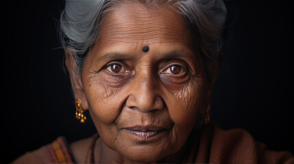 Poster - Portrait of an elderly Indian woman in national dress.