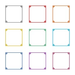 Canvas Print - Set of square frames icon isolated on white background. Set icons colorful