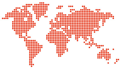 Wall Mural - world map with pixels, circle world map - stock vector