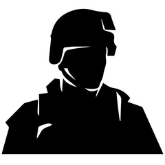 A troop of soldier silhouette vector, a simply designed military man in black and white