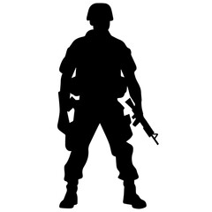 Wall Mural - A troop of soldier silhouette vector, a simply designed military man in black and white