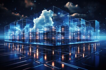 Cloud computing transfer big data on internet. futuristic digital technology .Generative AI