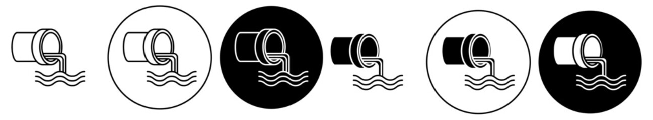 Wall Mural - Wastewater icon set. sewage waste pipe vector symbol. plant disposal water drainage sign in black filled and outlined style.