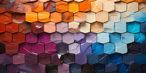 Wall Mural - hexagonal colorful mosaic abstract - generative ai