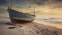 Wooden Fishing Boat On The Beach