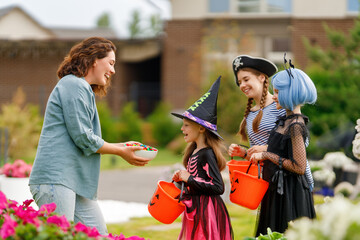 Wall Mural - people celebrating Halloween