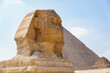 sphinx and pyramid, giza at cairo, egypt