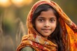 © Leon Waltz - indian little girl with scarf and headscarf on the field