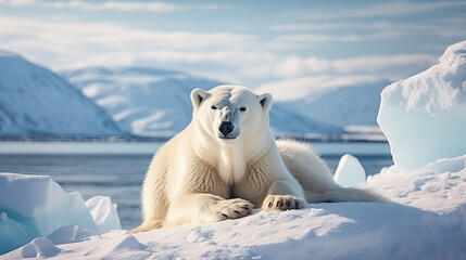 Wall Mural - a polar bear (ursus maritimus) on an ice floe.