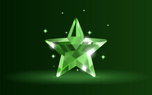 Star Crystal 3d, Premium Award, Game Prize, Icon Star Glass. Vector Illustration