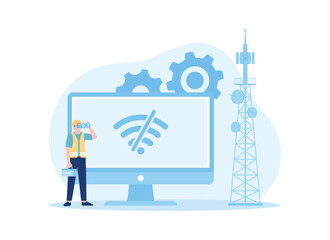 Wall Mural - repair network no signal concept flat illustration