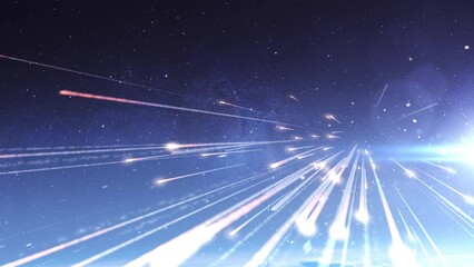 Wall Mural - hundreds of meteors burning toward camera above earth atmosphere burning meteors falling from space 
