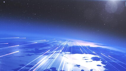 Wall Mural - massive meteor shower heading planet earth burning meteors falling from space to earth in fast speed