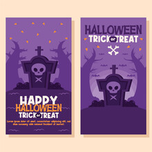 Flat Halloween Background Banner Social Media Template