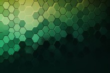 A Vibrant Geometric Pattern With Hexagonal Shapes On A Green And Yellow Background