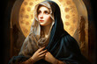 Icon with nativity of the Blessed Virgin Mary. Generative AI