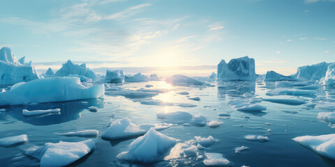glacier melting into the ocean. climate change concept, global warming, rising sea levels. massive i