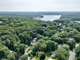 Canvas Print - Aerial view of the Kenoza Lake area in Haverhill, Massachusetts