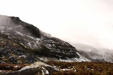 Poster - Beautiful landscape of Cullcagh Mountains Fermanagh on a foggy day