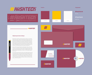 Wall Mural - branding items. business identity blank elements vizit cards cd pen. vector template