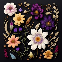 Wall Mural - ai generated illustration of a vibrant abstract painting with an array of colorful blooms