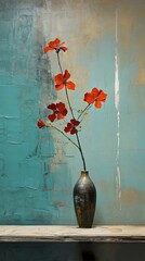 Wall Mural - AI generated illustration of Ikebana flowers painting