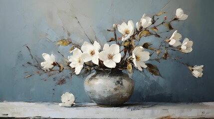 Wall Mural - AI generated illustration of Ikebana flowers painting