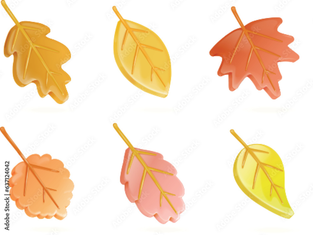 Fall Leaf Bitmap 3d autumn leaves. Fall leafs render autumnal seasons september forest ...