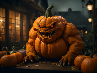 Wall Mural - Halloween Pumpkin Monster