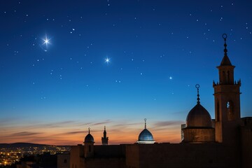 The Star of Bethlehem. Christmas story from the Bible. The holy star shows the way to the birth of Jesus.