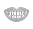 smiling mouth showing teeth. vintage engraving drawing style vector illustration