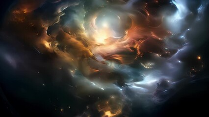 Wall Mural - in the center of the image a vortex of glittering gas swirls frenetically through the murky dark of 