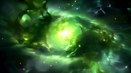 Wall Mural - a vast and unmistakable cosmic beauty is present an immense nebula with a powerful eye of bright gre