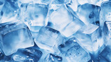 Ice cubes bluish background. Frozen water. Cold fresh concept. Generative AI