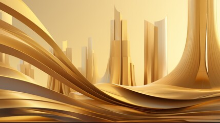 Wall Mural - A desert inspired abstract architecture illustration with lines and curves. Generative AI. 